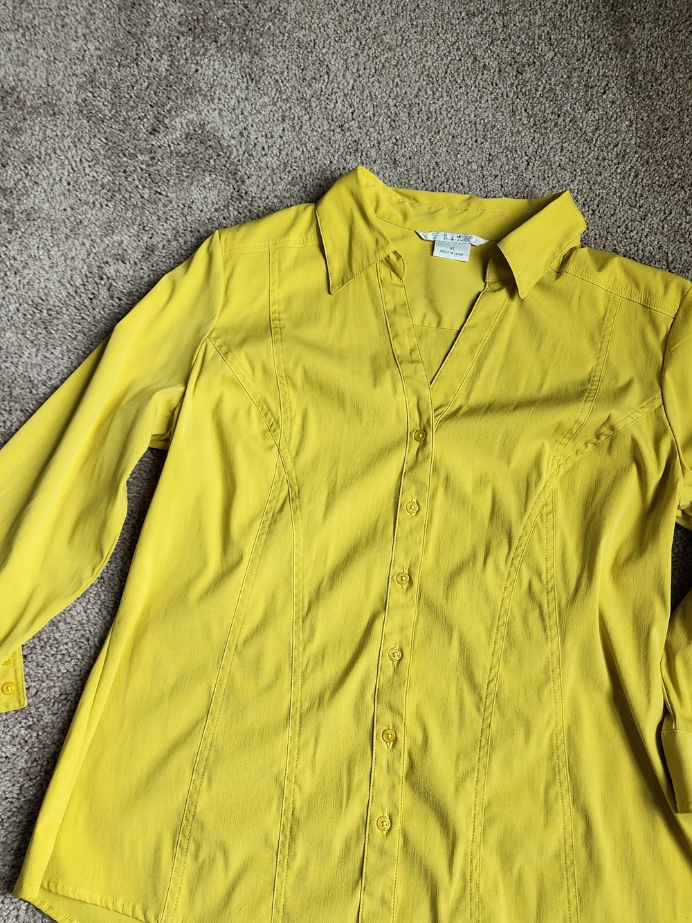 Button-Front Blouse - Yellow - Picture 12 of 13